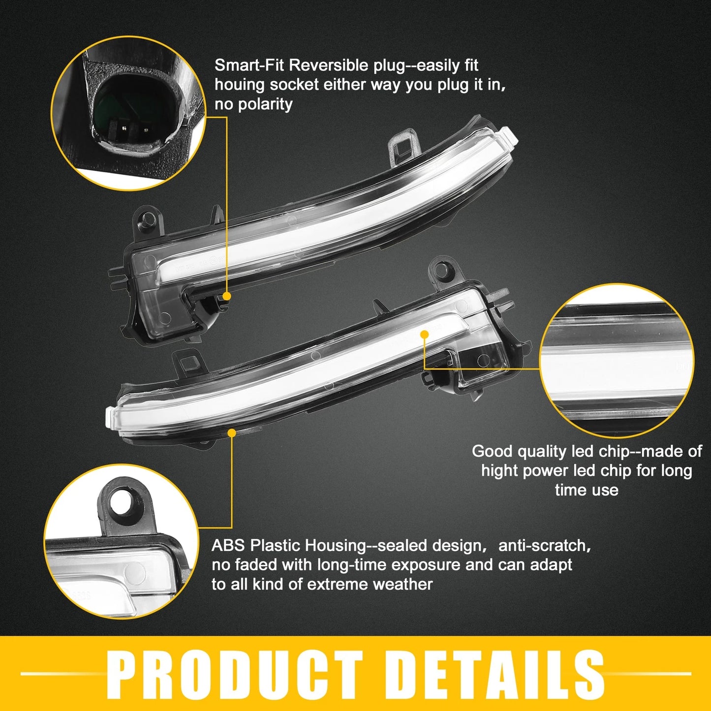 Mirror Turn Signal Light for BMW Plastic Black Transparent 1 Pair