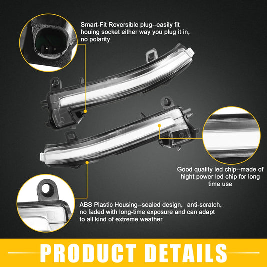 Mirror Turn Signal Light for BMW Plastic Black Transparent 1 Pair