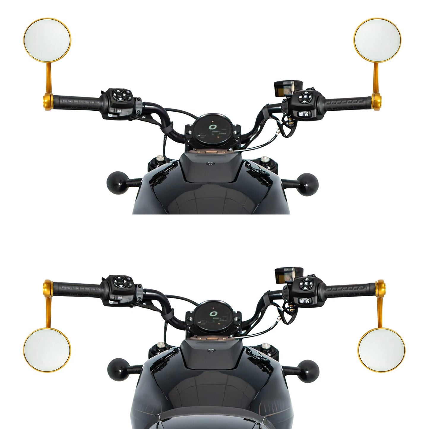 Gold Round Bar End Rearview Mirrors for Harley Sportster S (2021-2025)