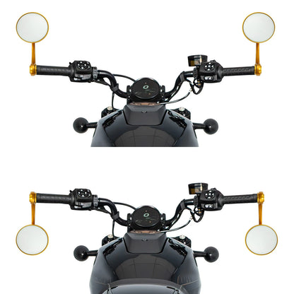 Gold Round Bar End Rearview Mirrors for Harley Sportster S (2021-2025)