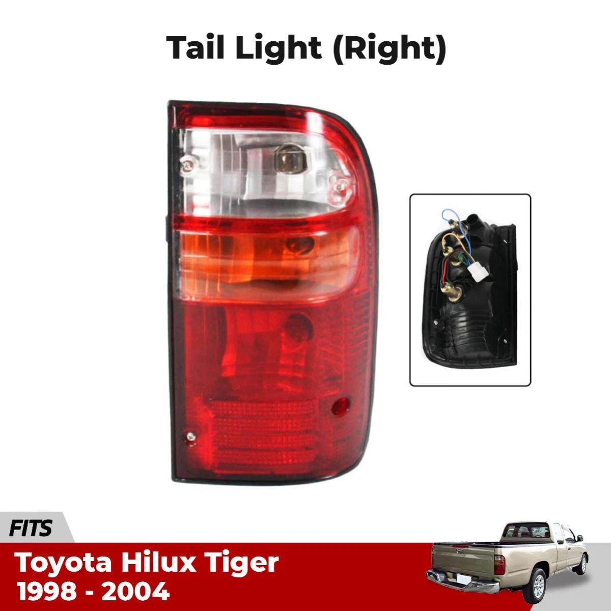 Tail Light Rear Lamp +Bulb RH Fits Toyota Hilux Tiger D4D LN145 Pickup 98-04 D06