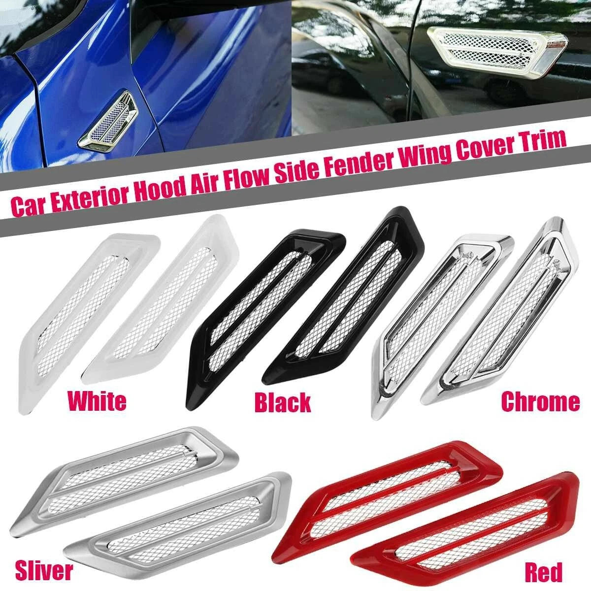 2 x Sporty Side Fender Hood Scoop Air Flow Intake Decor Covers