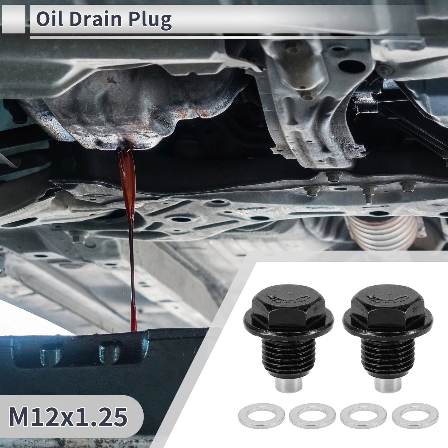 M12x1.25 Oil Drain Plug W/Gasket for Car/Motorcycle