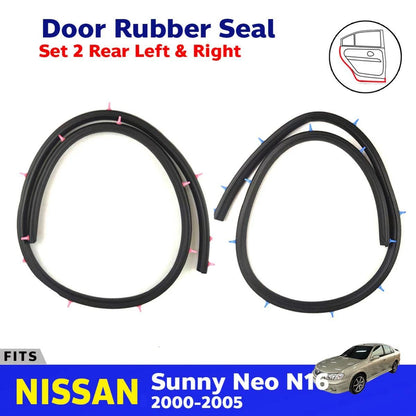 Door Rubber Seal Weatherstrip RL+RR Fits Nissan Sunny Neo N16 G10 4D SED 2000-05