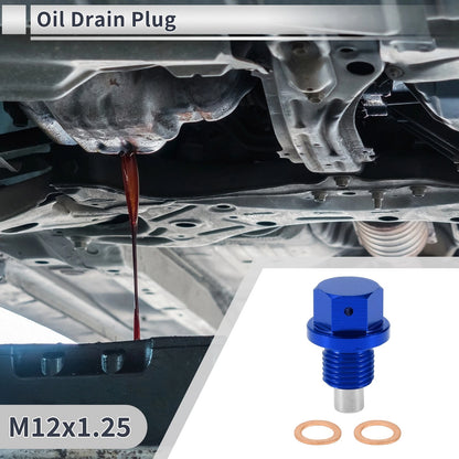 Set M12x1.25 Engine Oil Drain Plug with Gasket for Car Motorcycle Boat