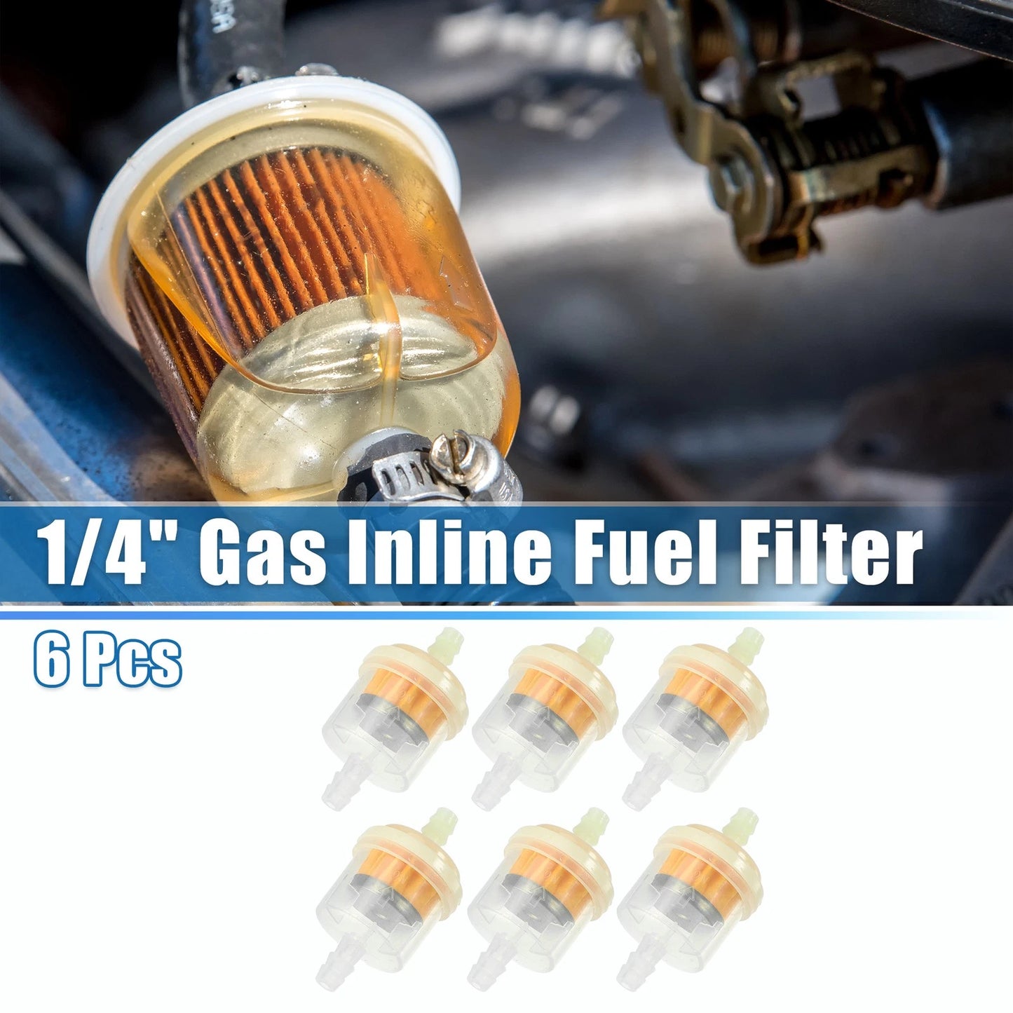 6pcs / 1/4 Inch / Gas Inline Fuel Filter for Motorcycle ATV