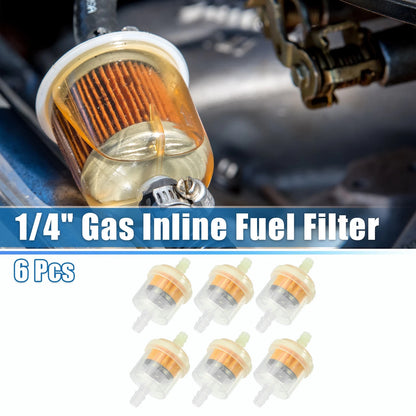 6pcs / 1/4 Inch / Gas Inline Fuel Filter for Motorcycle ATV