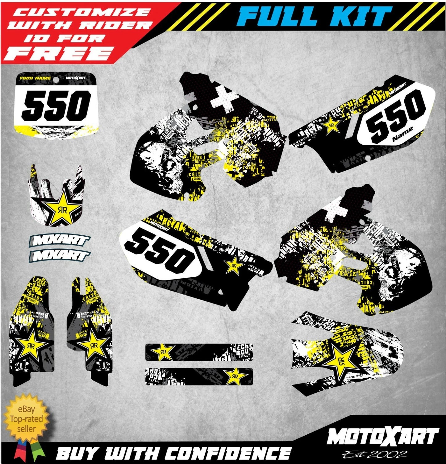 Custom Graphics Full Kit for Suzuki RM 125 250 (1999-2000) GRAFFIT STYLE Decals