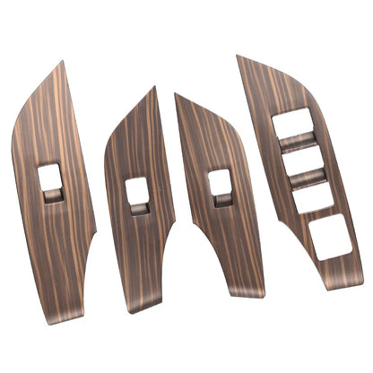 4 x ABS Peach Wood Grain Power Window Switch Covers for Toyota RAV4 (2019-2021)