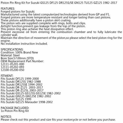 Piston Ring Kit 57mm for Suzuki GS125 GS125S GS125E (1982-2002)