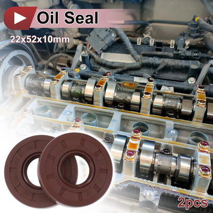 Oil Seal Seal Ring 22x52x10mm Brown FKM Rotary Shaft Seal 2 x Pcs