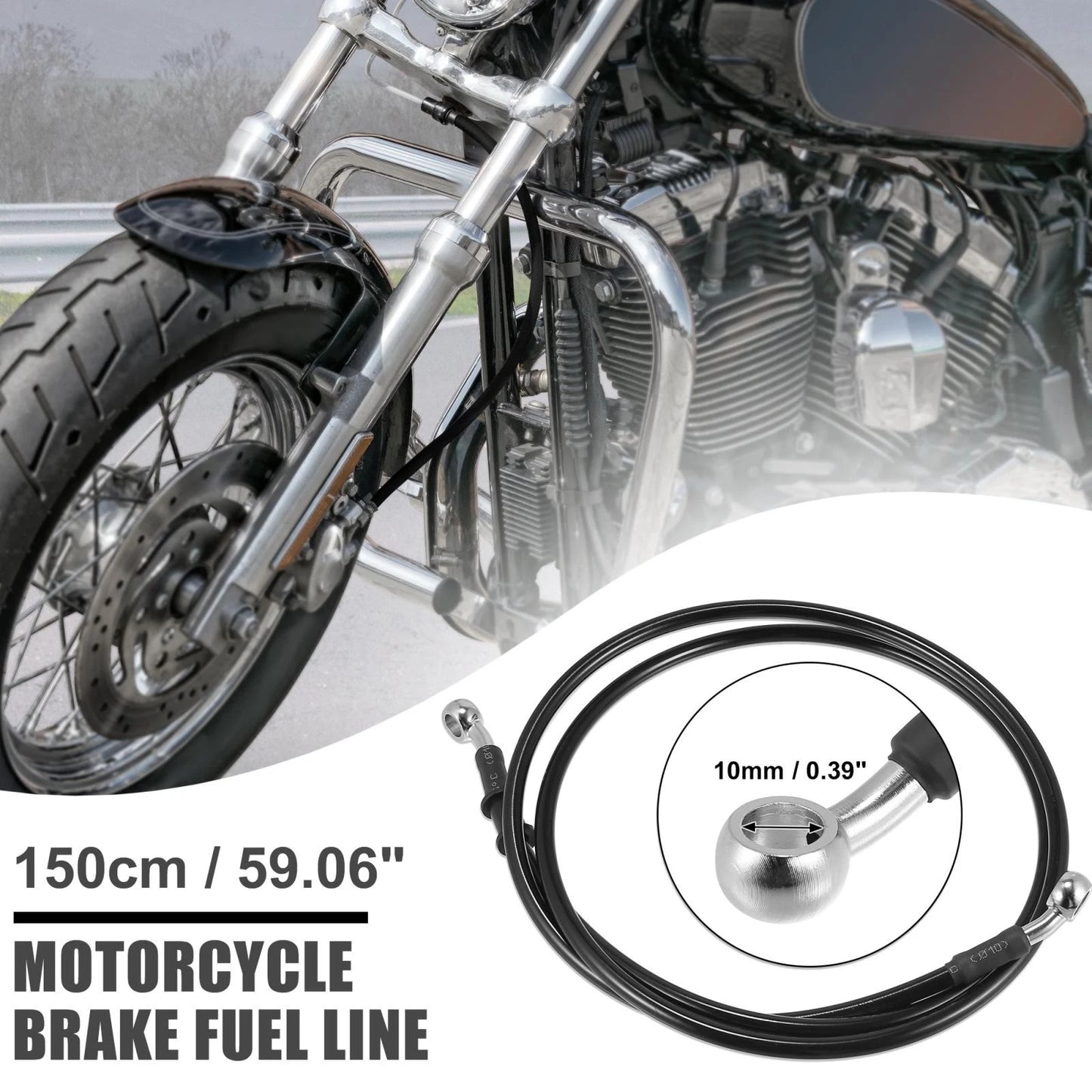 Braided Brake Clutch Oil Hoses 150cm Black for Motorcycle ATV