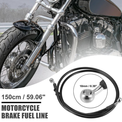 Braided Brake Clutch Oil Hoses 150cm Black for Motorcycle ATV