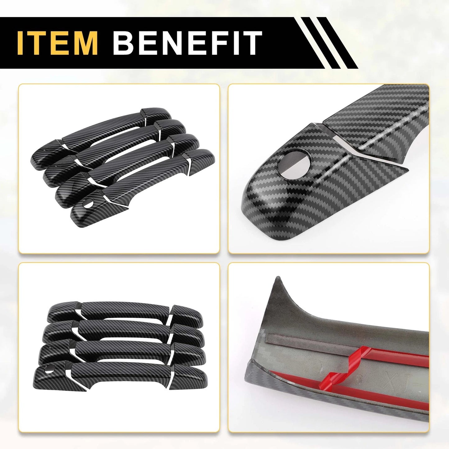 4pcs Exterior Door Handle Cover for Chevrolet Avalanche Carbon Fiber Pattern