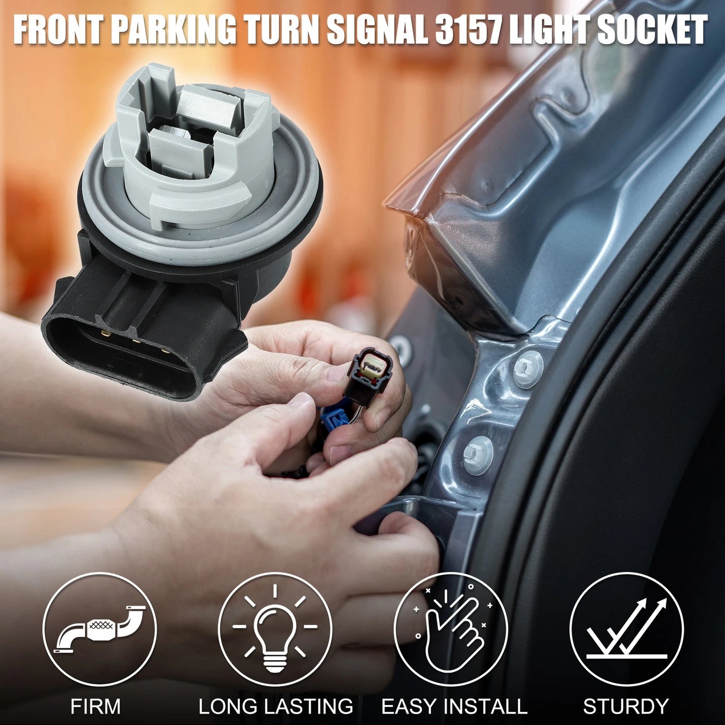 2 x Front Parking Turn Signal 3157 Light Sockets for Ford