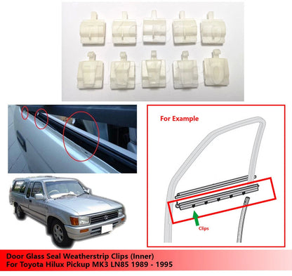 10 x Door Glass Seal Clips for Toyota Hilux MK3 LN85 (1989-1995)