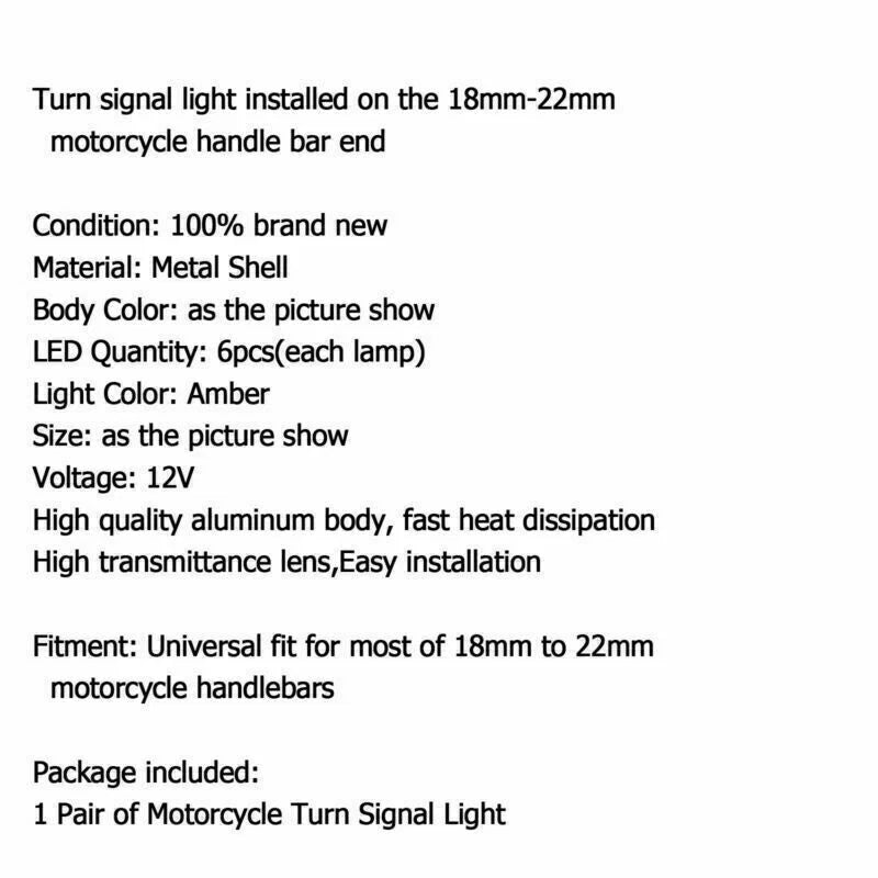 F2 Handlebar End Indicator Turn Signal Light for Motorcycle