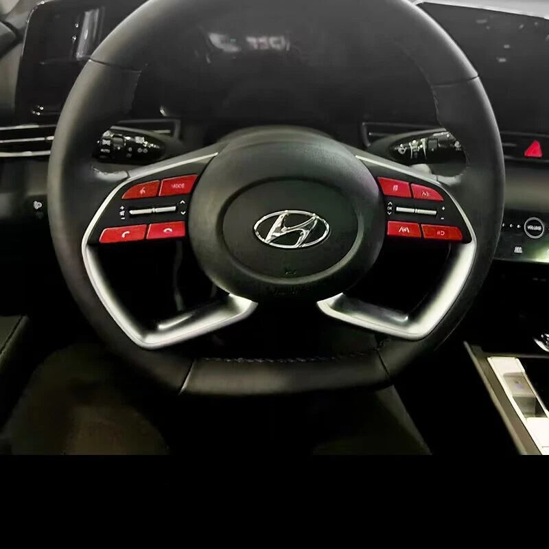 8Pcs Red Steering Wheel Button Cover Trim for Hyundai Elantra (2021–2023)