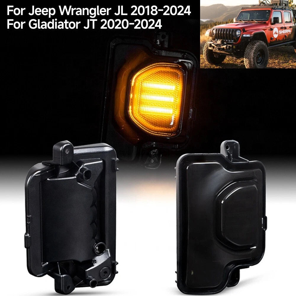 Smoked Mirror Turn Signal Light for Jeep Wrangler JL/JT (2020–2024)