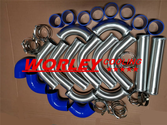 2 x 51" Aluminum Universal Intercooler Turbo Piping & Hose T-Clamp Kits for (2023)