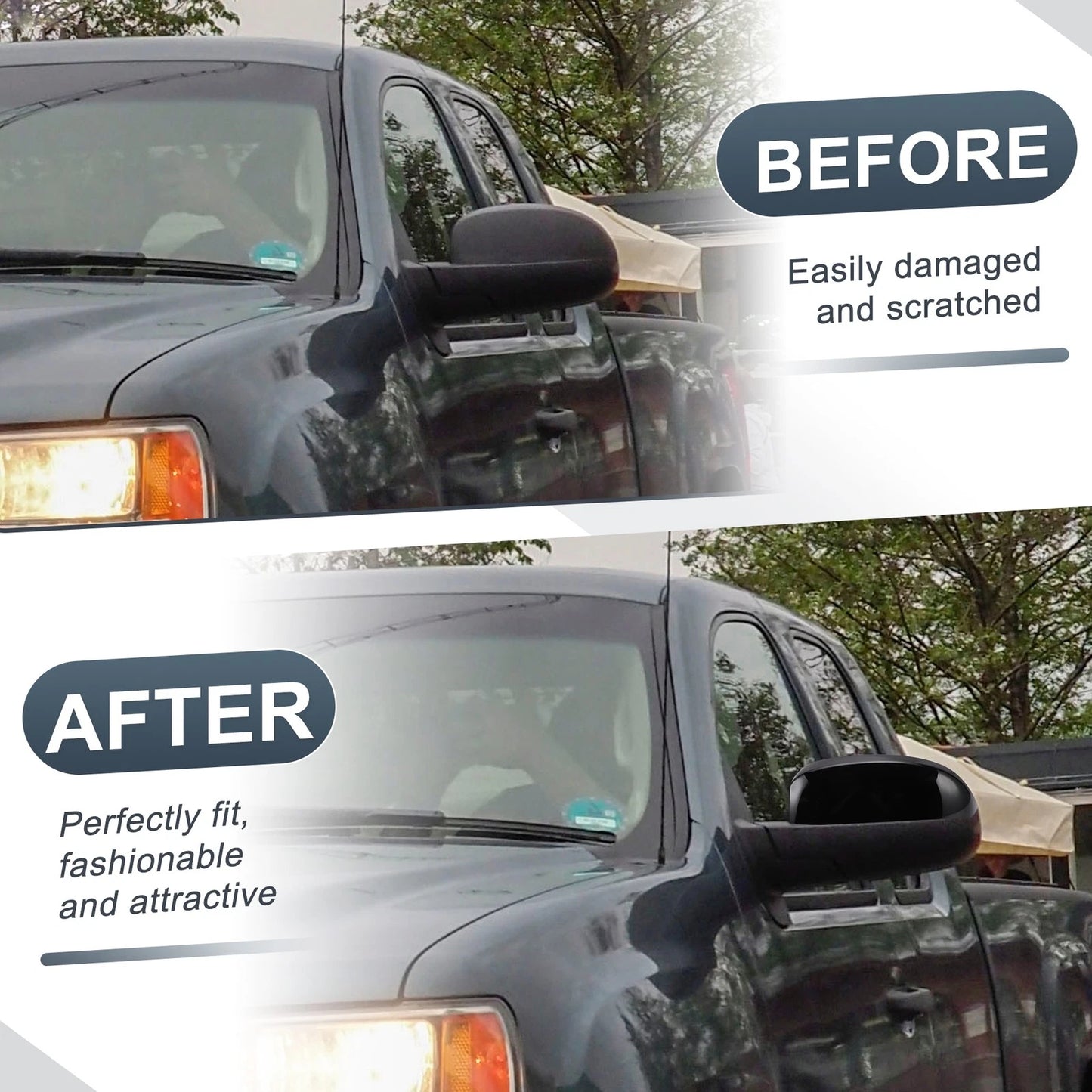 1 Set Rearview Mirror Cover Cap Gloss Black for Chevrolet Avalanche, GMC