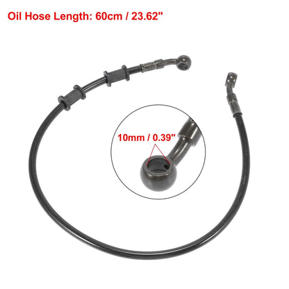 Brake Clutch Oil Hose / 60cm 23.62" Banjo Bend 28° Black for Motorcycle ATV