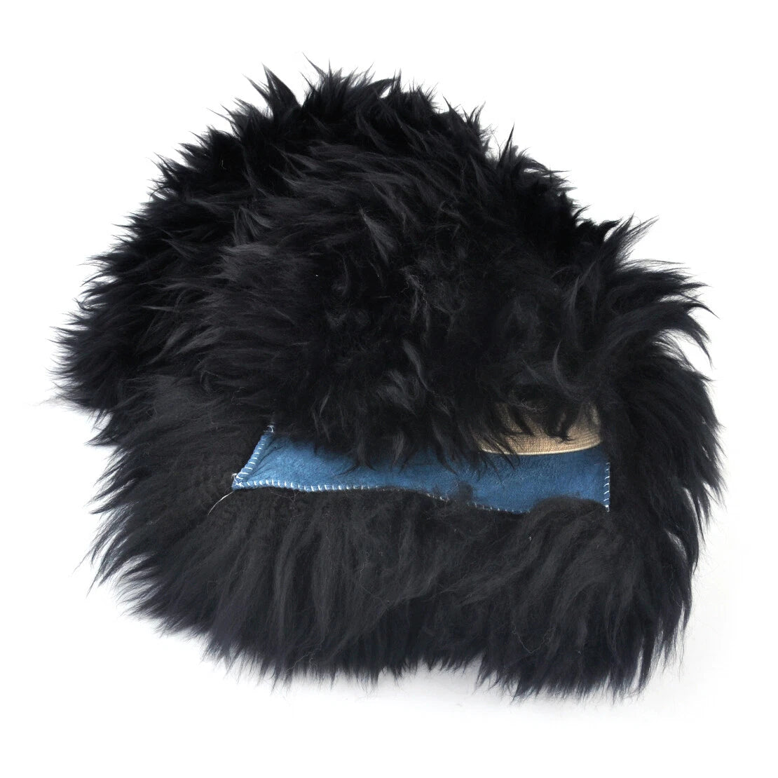 Black Sheepskin Center Console Armrest Cover for Car