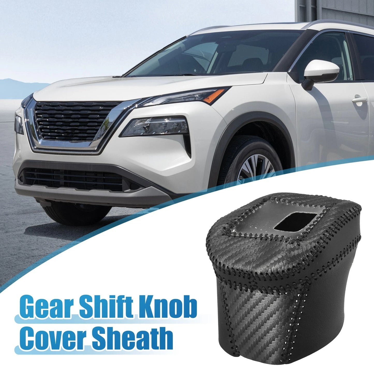 Black Carbon Fiber Gear Shift Knob Cover for Nissan Rogue (2021-2023)
