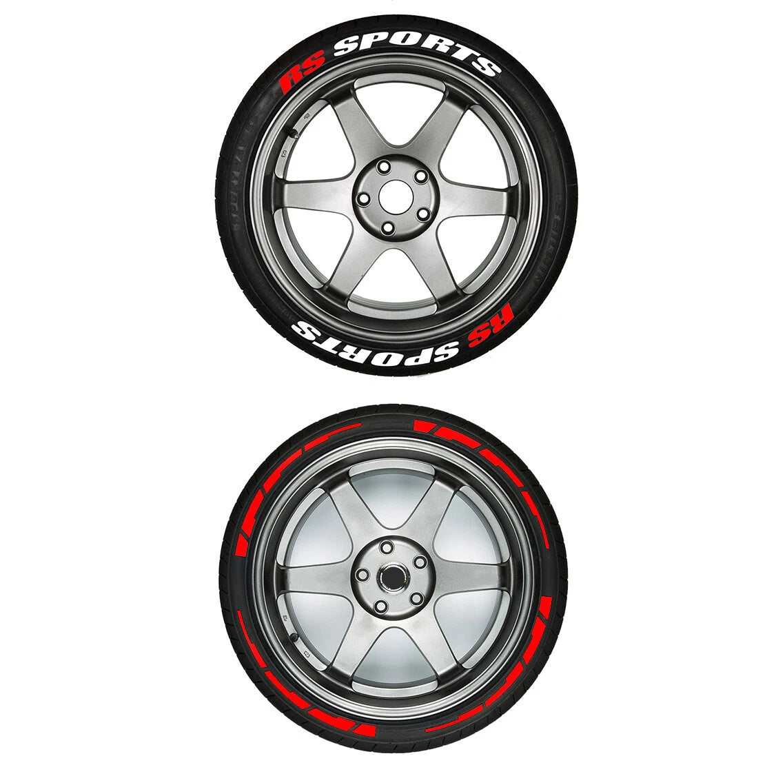 14"-22" Tire Lettering Sticker Decal with Red Stripes for Car Wheel