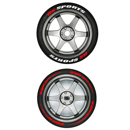 14"-22" Tire Lettering Sticker Decal with Red Stripes for Car Wheel