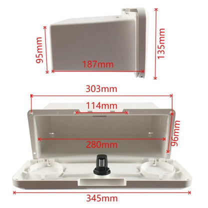 Boat Glove Box with Lock & 2 Cup Holders for Marine Storage