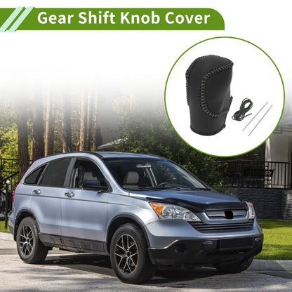 Car Gear Shift Knob Cover 1 Pc Black Grey Faux Leather for Honda Civic (2022-2024)