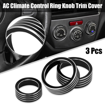 3 x Black AC Climate Control Knob Trim Covers for Subaru Forester (2014-2018)