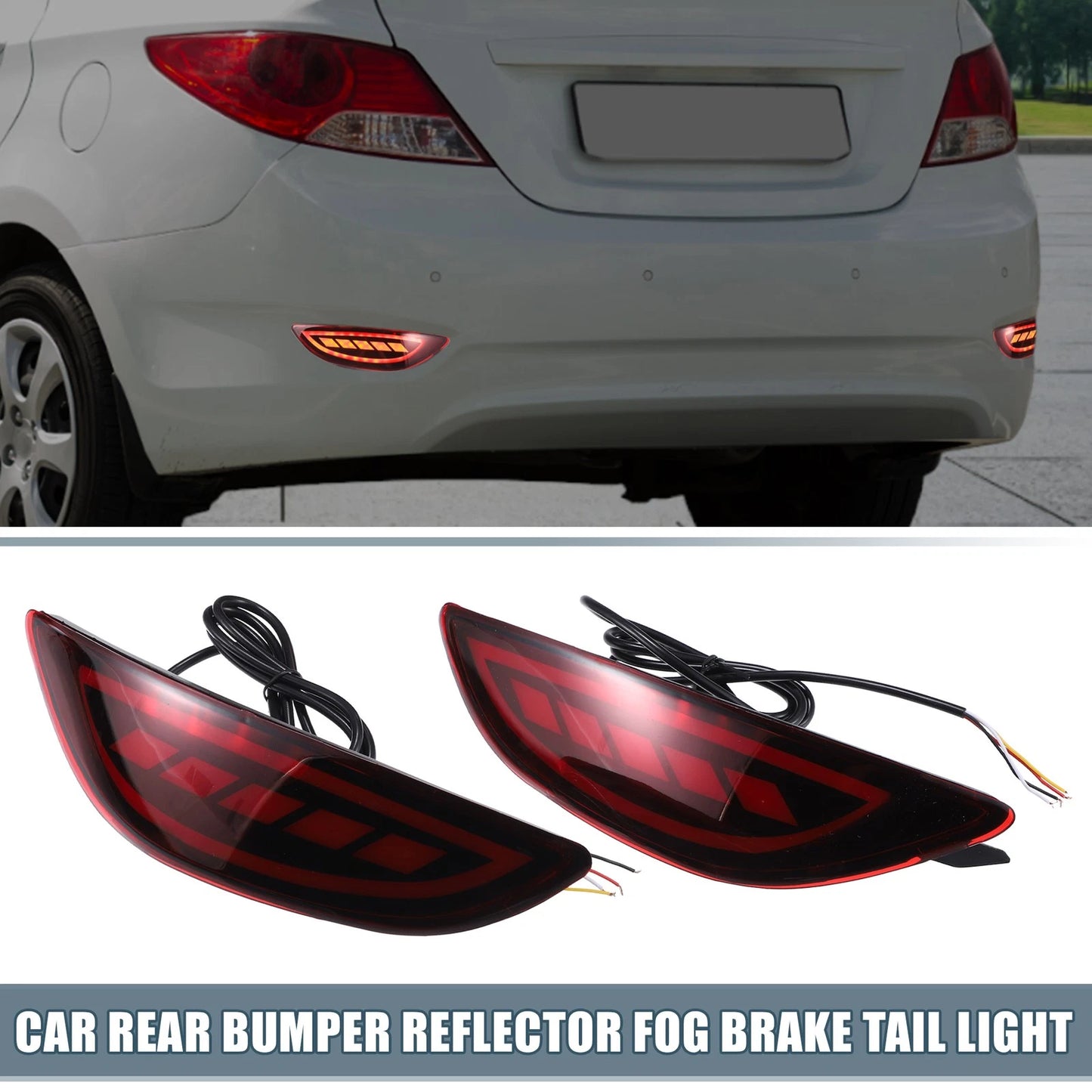 Rear Bumper Reflector LED Fog Brake Turn Signal Light for Hyundai Accent (2012-2017)