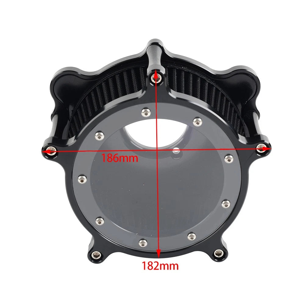 Black Air Cleaner Intake Filter for Harley Dyna, Street Bob, Electra, Road Glide (2006-2023)