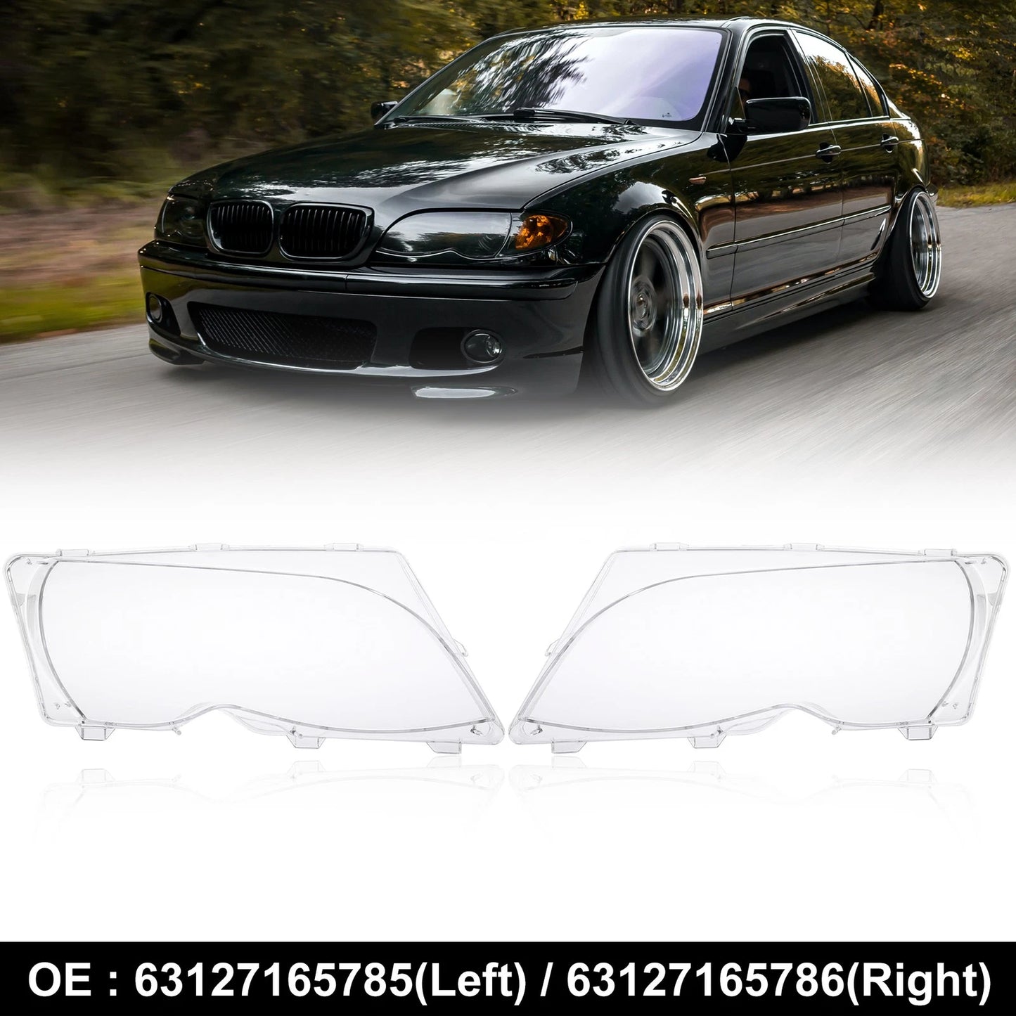 Car Front Headlight Lens Cover for BMW E46 (2002-2006) - 1 Pair
