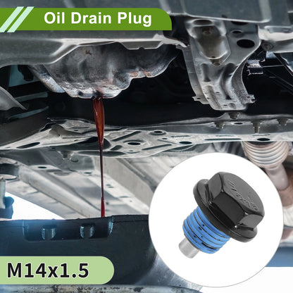 2 x M14x1.5 Copper Oil Drain Plug W/Gasket for Car & Motorcycle Black Blue