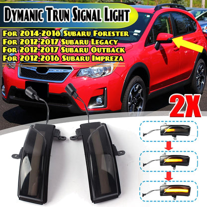 Smoked Switchback Sequential Flash Side Mirror Turn Signal Lights for Subaru