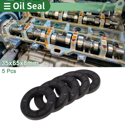 Oil Seal 35x65x8mm NBR Rubber High Pressure Black 5 Pcs