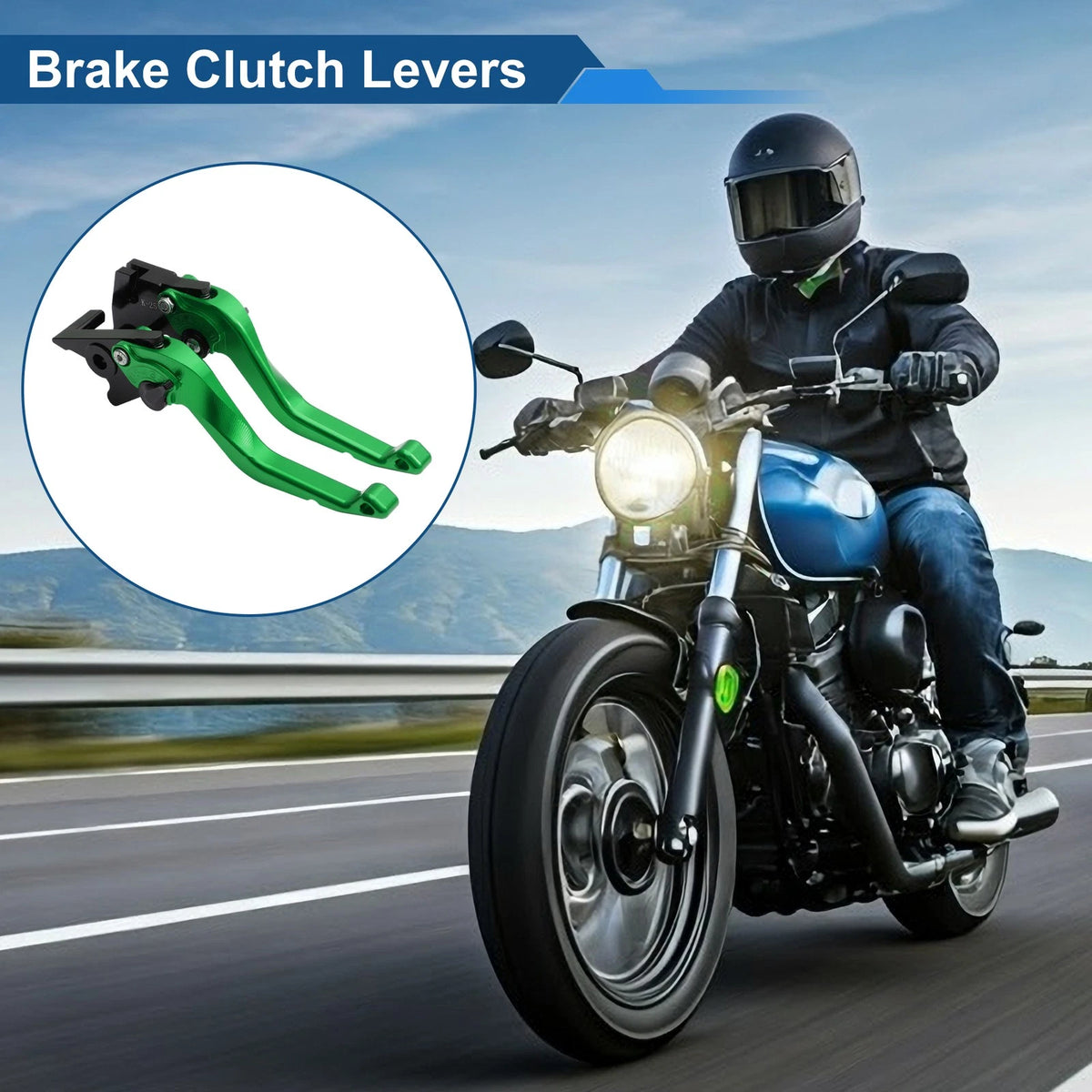 Short Brake Clutch Lever 1 Pair Solid Green for Kawasaki Ninja 500 (2024–2025)