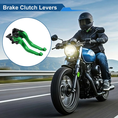 Short Brake Clutch Lever 1 Pair Solid Green for Kawasaki Ninja 500 (2024–2025)
