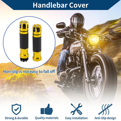 23 x 23 mm Motorcycle Hand Grips Cover Gold Tone 1 Pair for Make Model