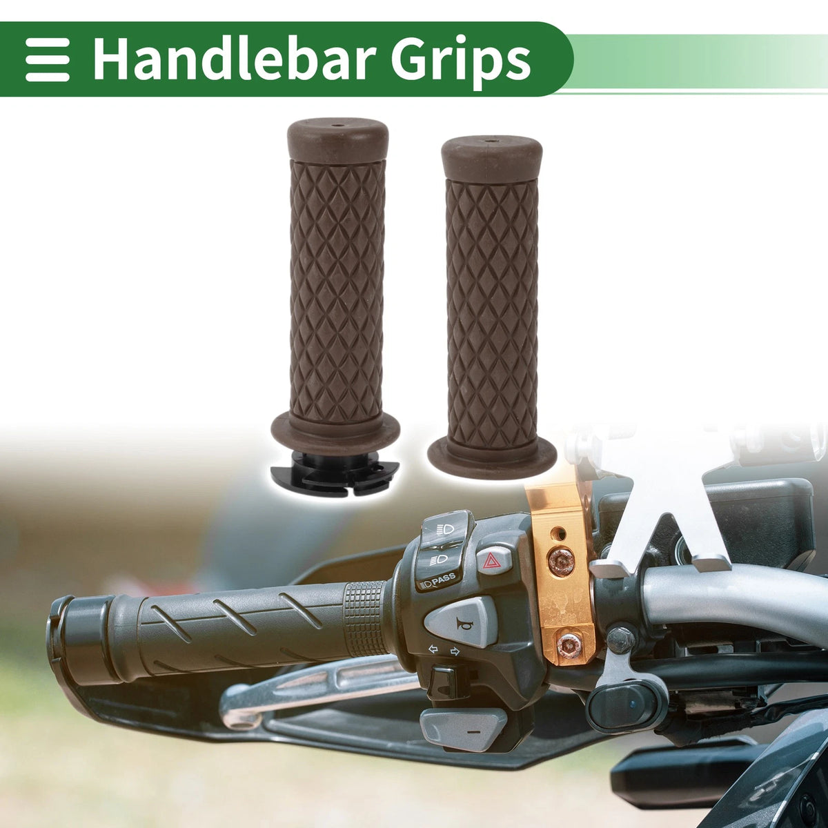 7/8 22mm Hand Grips Cover Kit TPU Dark Brown for Motorcycle