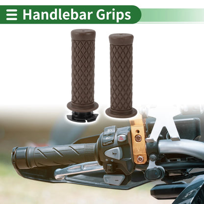 7/8 22mm Hand Grips Cover Kit TPU Dark Brown for Motorcycle