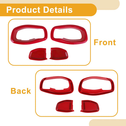 Interior Door Handle Bowl Cover Trim for Jeep Renegade (2015-2023) 4 x Red ABS
