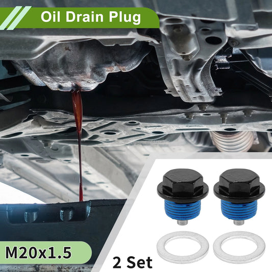 2 x M20x1.5 Aluminum Oil Drain Plug with Gasket for Car Motorcycle