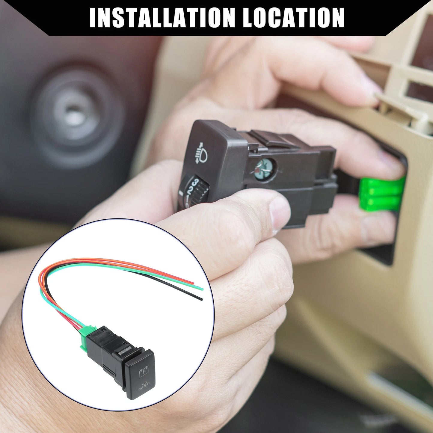 AUX Battery Push Button Switch Set for Toyota Land Cruiser 4Runner (2003-2023)