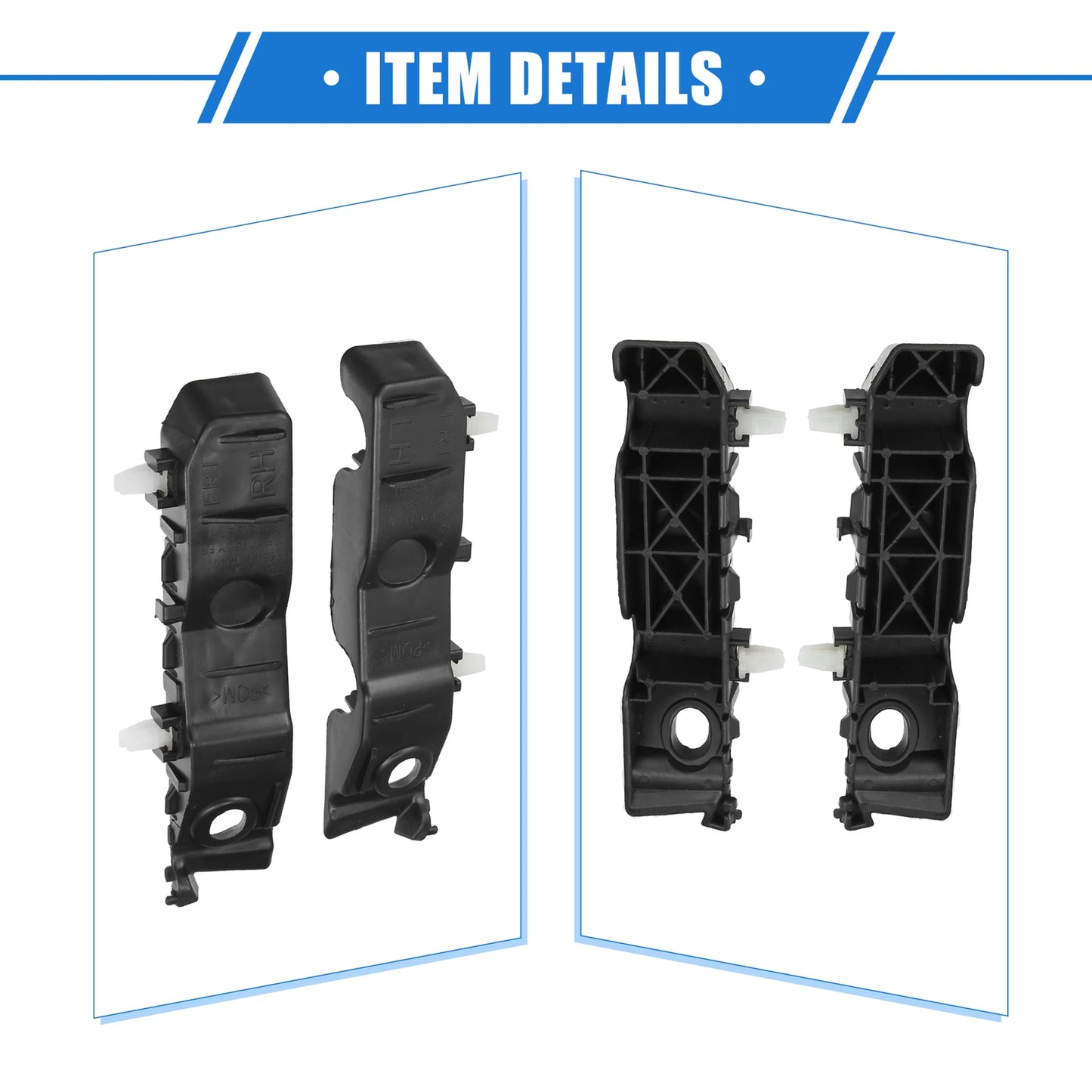 Front Bumper Brackets for Kia Forte (2010-2013) - Black Cover