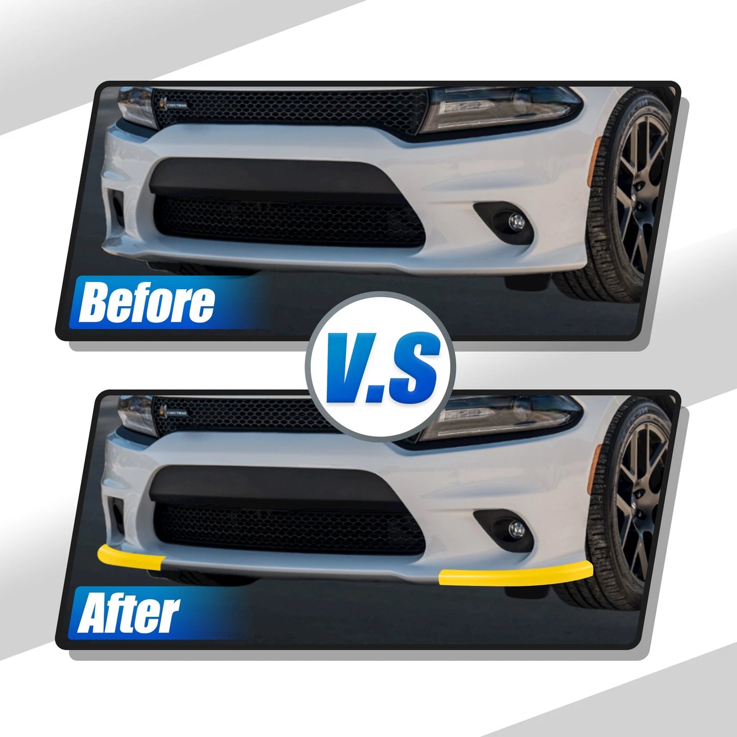 1 x Pair Front Bumper Lip Splitter Protector Yellow for Dodge Challenger