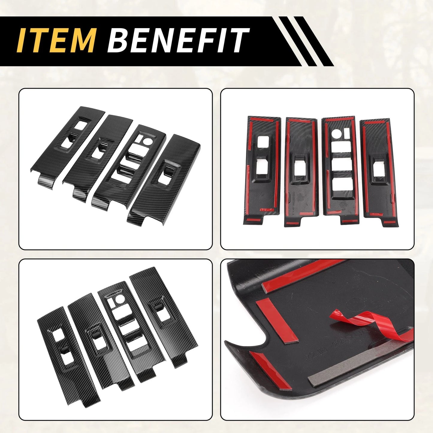 Carbon Fiber Door Window Switch Panel Cover Set for Toyota Tundra (2022-2024)
